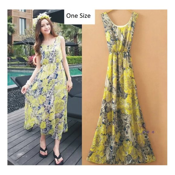 BOHO Summer Maxi Dress White Floral Dress Summer Dresses for Women Relaxed fit - Picture 1 of 1